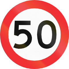 Chilean traffic sign restricting speed to 50 kilometers per hour