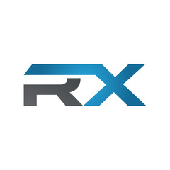 RX company linked letter logo blue