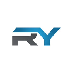 RY company linked letter logo blue - obrazy, fototapety, plakaty