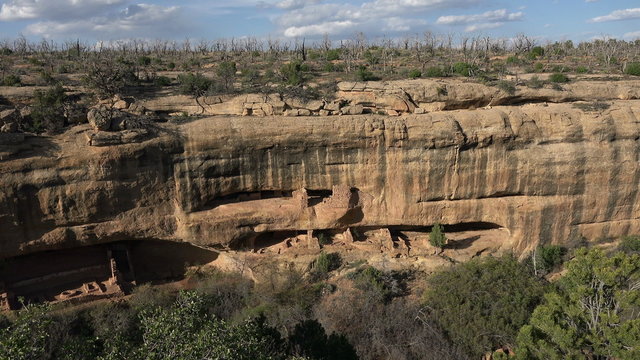 Mesa Verde Colorado Indian cliff dwelling forest fire 4K 096