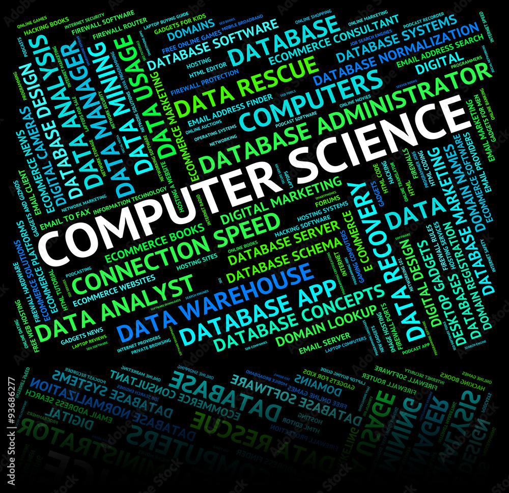 Poster computer science represents words computers and biologist