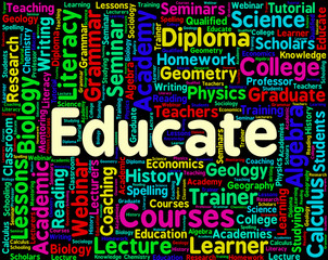 Educate Word Represents Words Studying And Educating