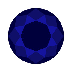 Naklejka na ściany i meble brilliant cut, diamond cut, perfect round illustration blue sapphire