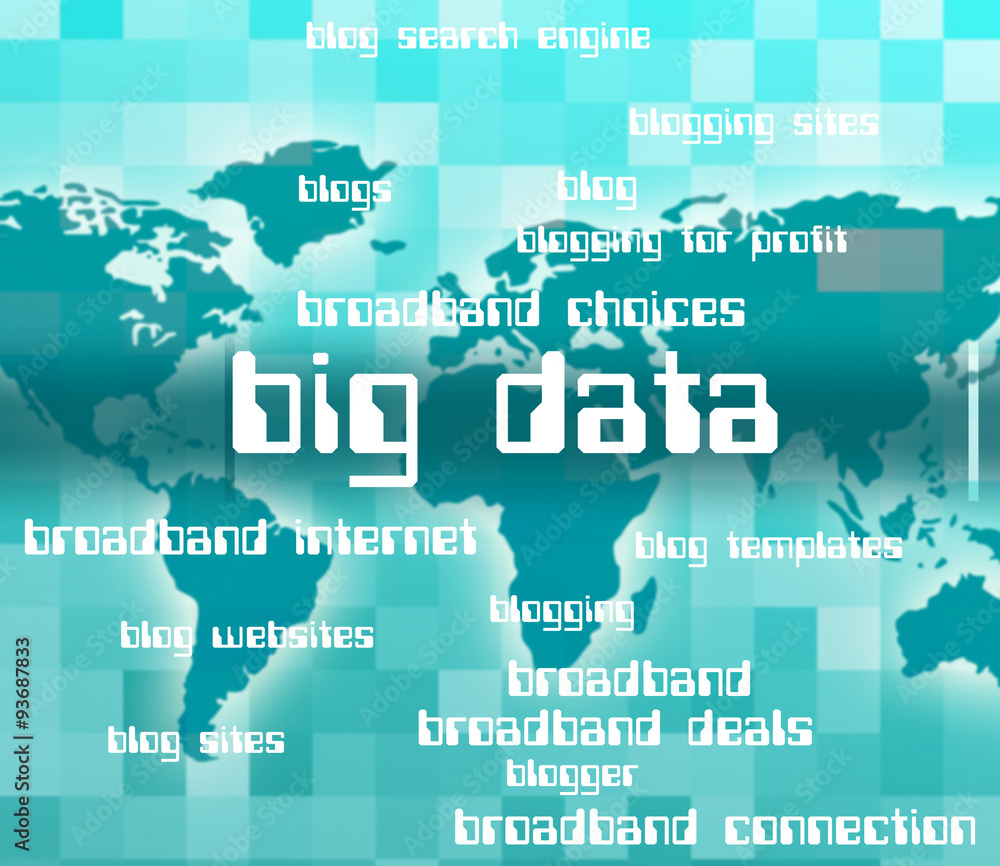 Poster big data shows text words and large