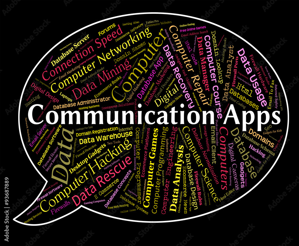 Aufkleber communication apps means application software and internet