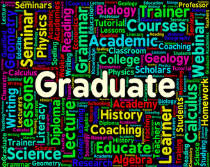 Graduate Word Represents Qualified Diploma And Graduated