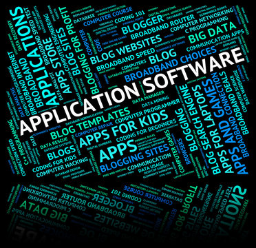Application Software Indicates Words Text And Softwares