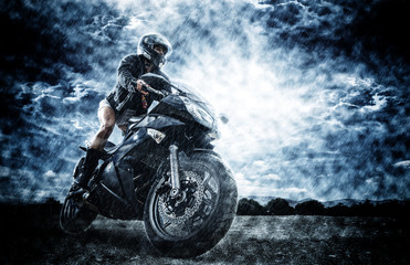 Sexy motorbike female rider