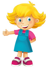 Cartoon child - happy girl - illustration for the children
