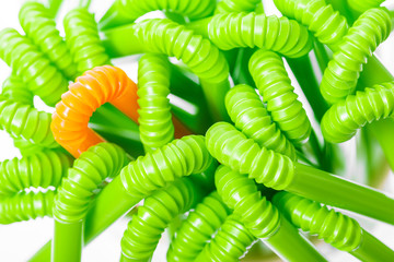 One in the crowd. Composition with bendy straws

