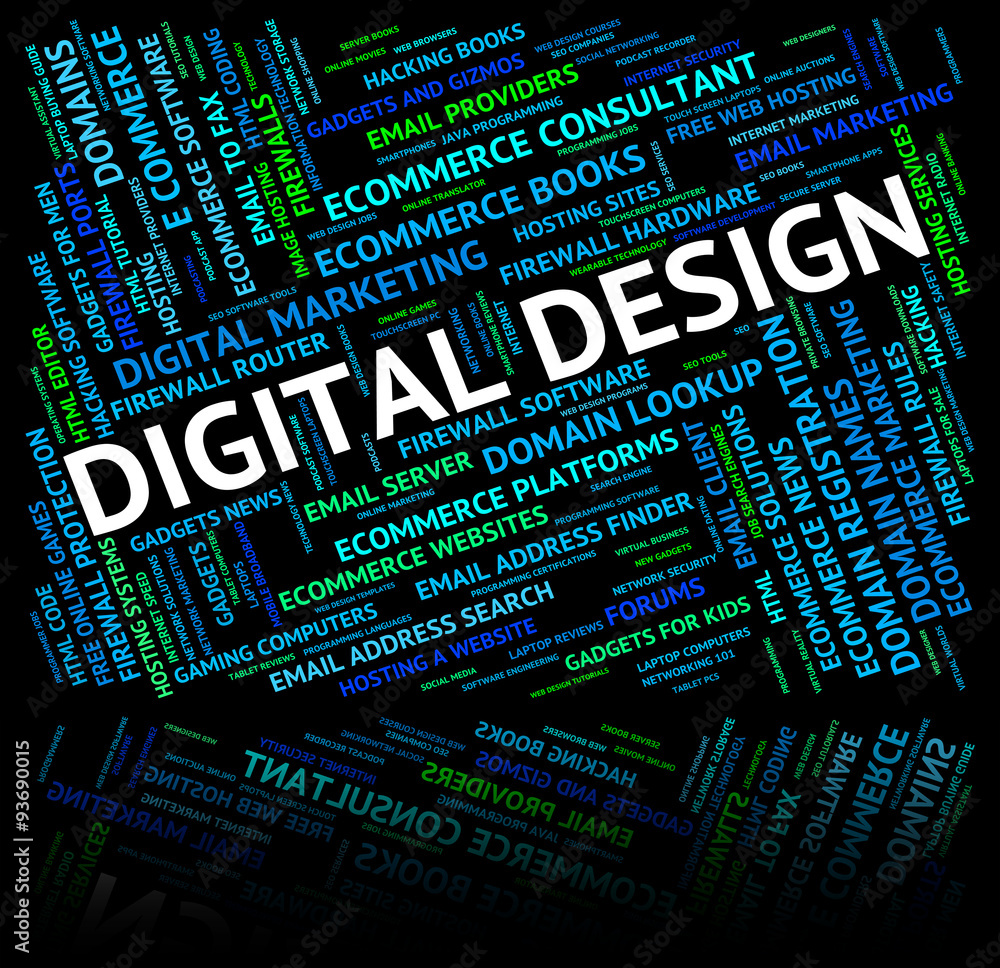 Poster digital design represents word computer and technology