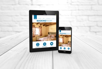 booking web on tablet and smart phone