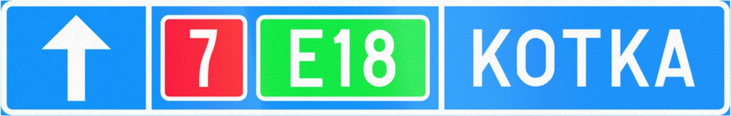 Obraz premium Finnish road sign no. 632. Advance direction sign (above the lane, type B)