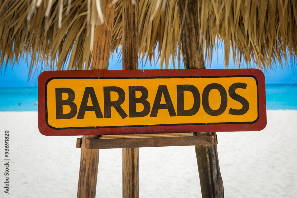 Wall mural barbados sign with beach background - Wall murals