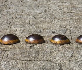 Cobblestone street with speed bump