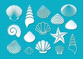 White sea shells icons