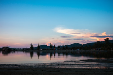 Landscape of beach on the sunset time
