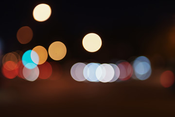 blurred background of night city cars lights
