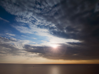 Storm coming in at evening. Seascape.