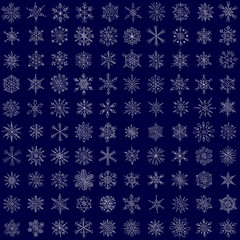 one hundred different snowflakes