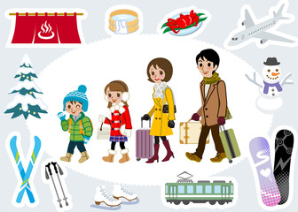Winter family tourist set