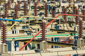 Close up of an electricity distribution station