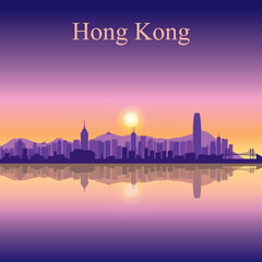 Naklejka premium Hong Kong city skyline silhouette background