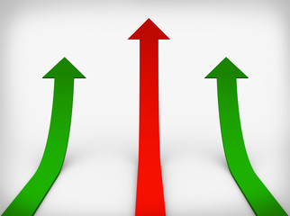 3d three rising arrows