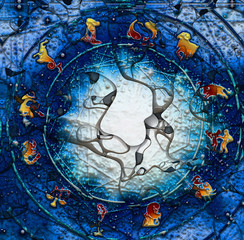 Fototapeta na wymiar artistic astrology illustration with zodiac signs