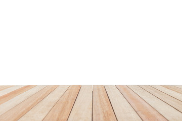 Empty top of wooden table or counter isolated on white backgroun