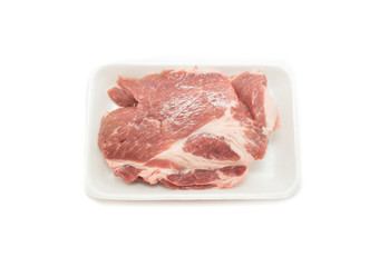Raw pork  in packaging tray