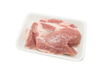 Raw pork  in packaging tray