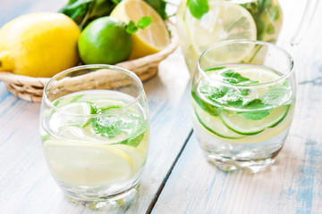 lemonade with lemon, lime and mint
