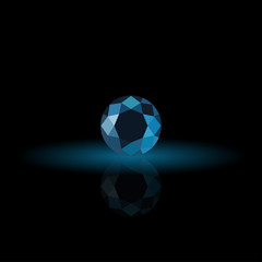 Blue sapphire, diamond logo, background for jewelry, jewellery, jewelery or gems company