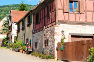 Fototapeta na wymiar town square in Riquewihr, Alsace, France