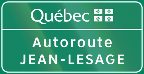 Guide and information road sign in Quebec, Canada - Autoroute Jean-Lesage