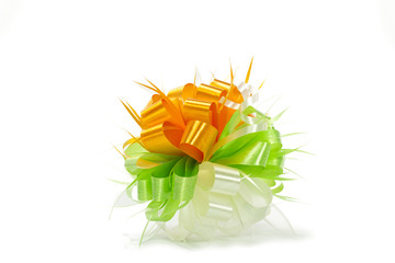 Obraz premium handmade ball-shaped ribbon flower for gift wrapping