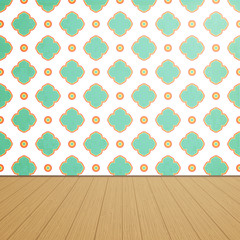 Wallpaper background with wooden floor