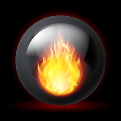Sphere with fire flames