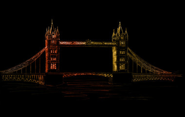 Fototapeta na wymiar Tower Bridge, London, UK. Pencil illustration