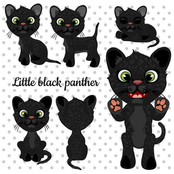 Set of emotions Panther on a white background