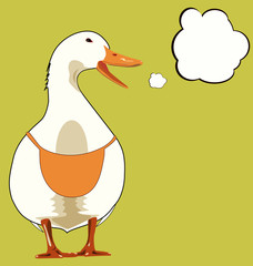 White Goose screams. On geese wear an apron. Vector illustration EPS 8. Suitable for food advertising.
