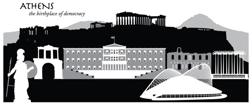 Vector illustration of the city of Athens, Greece