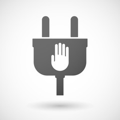 Isolated plug icon with a hand