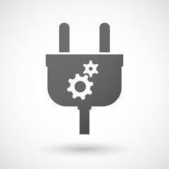 Isolated plug icon with two gears