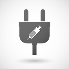 Isolated plug icon with a syringe