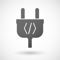 Isolated plug icon with a code sign