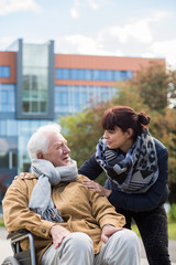 Granddaughter and disabled grandpa