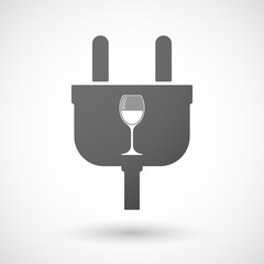 Isolated plug icon with a cup of wine