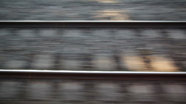 Real time view of railway tracks from a fast moving train
